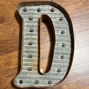 Vintage Metal Marquee Letter D